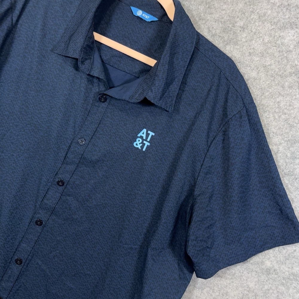 AT&T Button Up Shirt Mens Sz XL Blue Logo Lightweight Employee Workwear